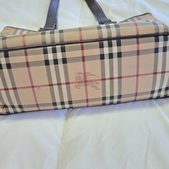 BURBERRY Nova Check Coated Canvas Top Zip Tote Vintage - Picture 10 of 11